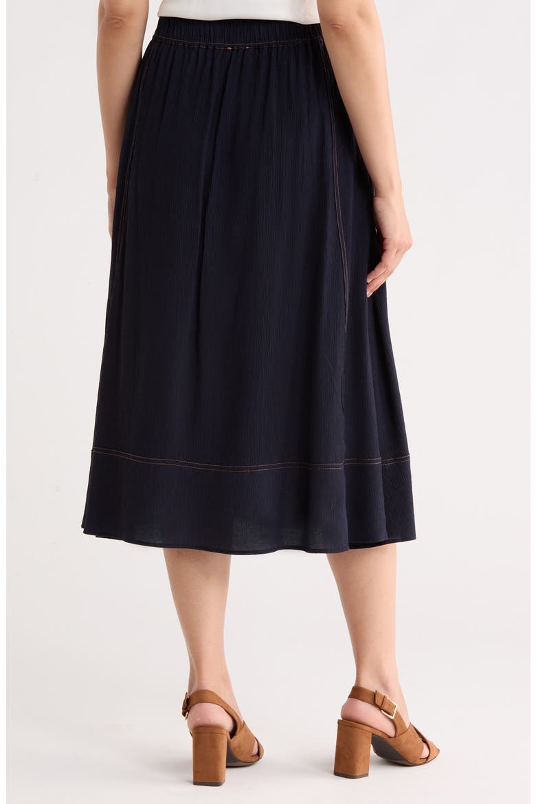Topstitched A-Line Skirt, Alternate, color, NAVY/ KHAKI