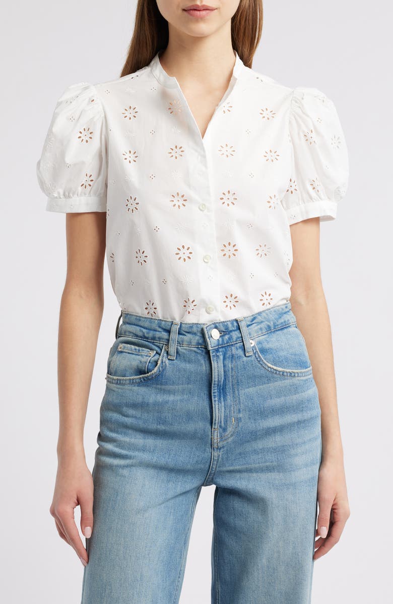 FRAME The Eyelet Puff Sleeve Shirt, Main, color,