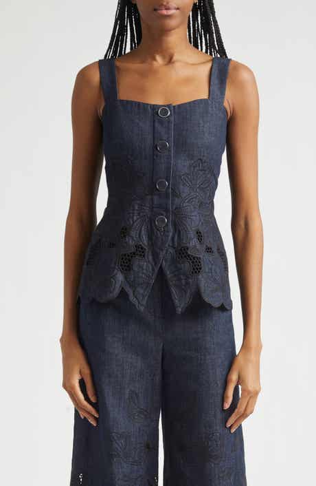 Mirielle Eyelet Chambray Top