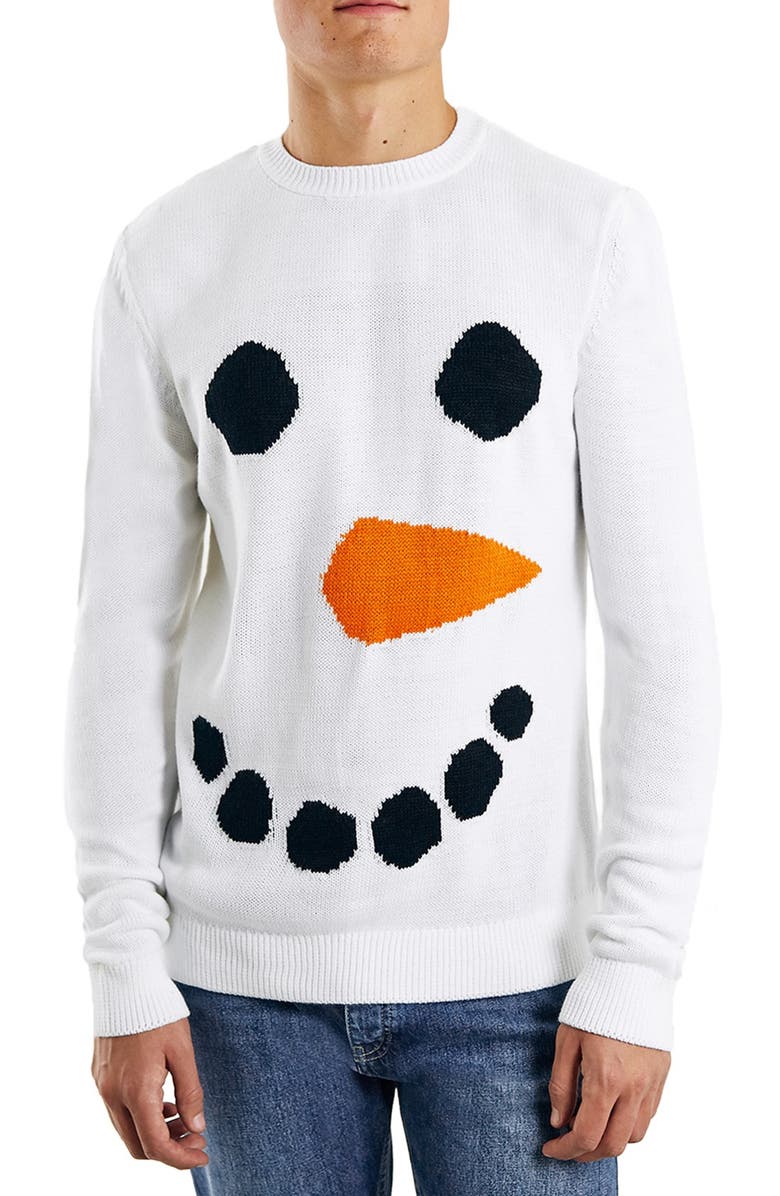Topman Holiday Snowman Crewneck Sweater, Main, color,