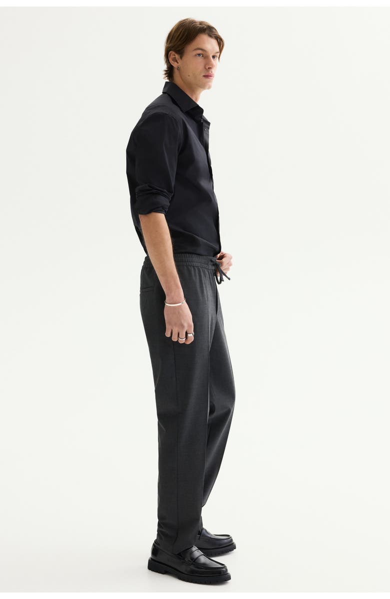 H&M Slim Fit Stretch Shirt, Alternate, color, Black