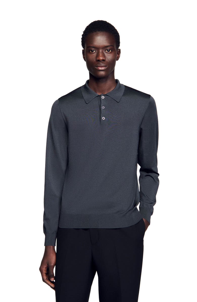 SANDRO Ribbed polo shirt, Alternate, color, Fonte