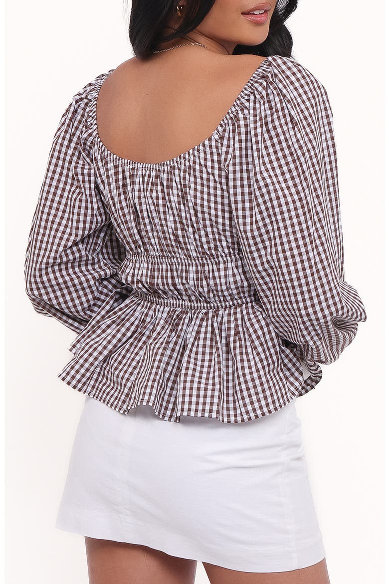 Saphia Cotton Gingham Top, Alternate, color, BROWN GINGHAM