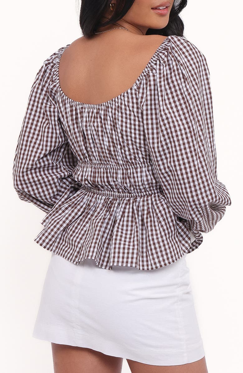 Petal & Pup Saphia Cotton Gingham Top, Alternate, color, Brown Gingham