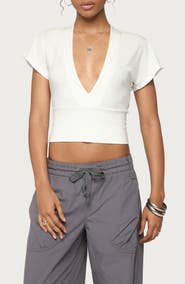 EDIKTED Mundy Deep V-Neck Crop Top