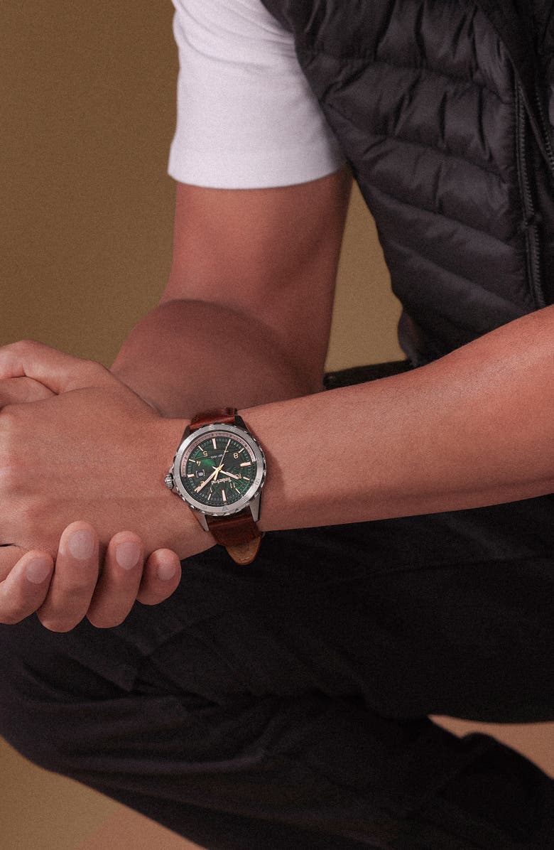 Timberland Day Pond Leather Strap Watch, 45mm, Alternate, color,