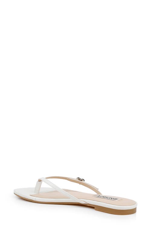 Badgley Mischka Dynah Heart Leather Flat Sandals In White Leather