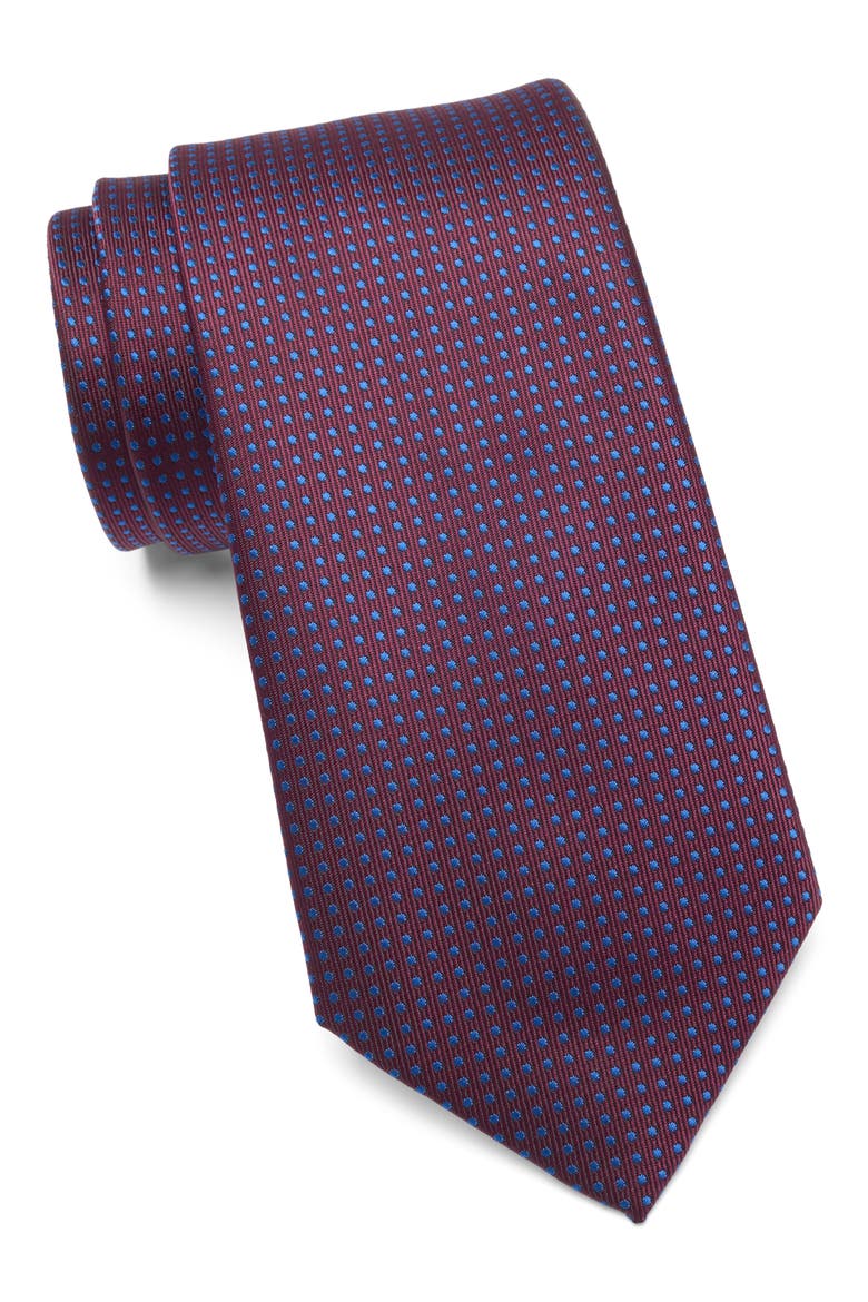 Polka Dot Satin Tie, Main, color, RED