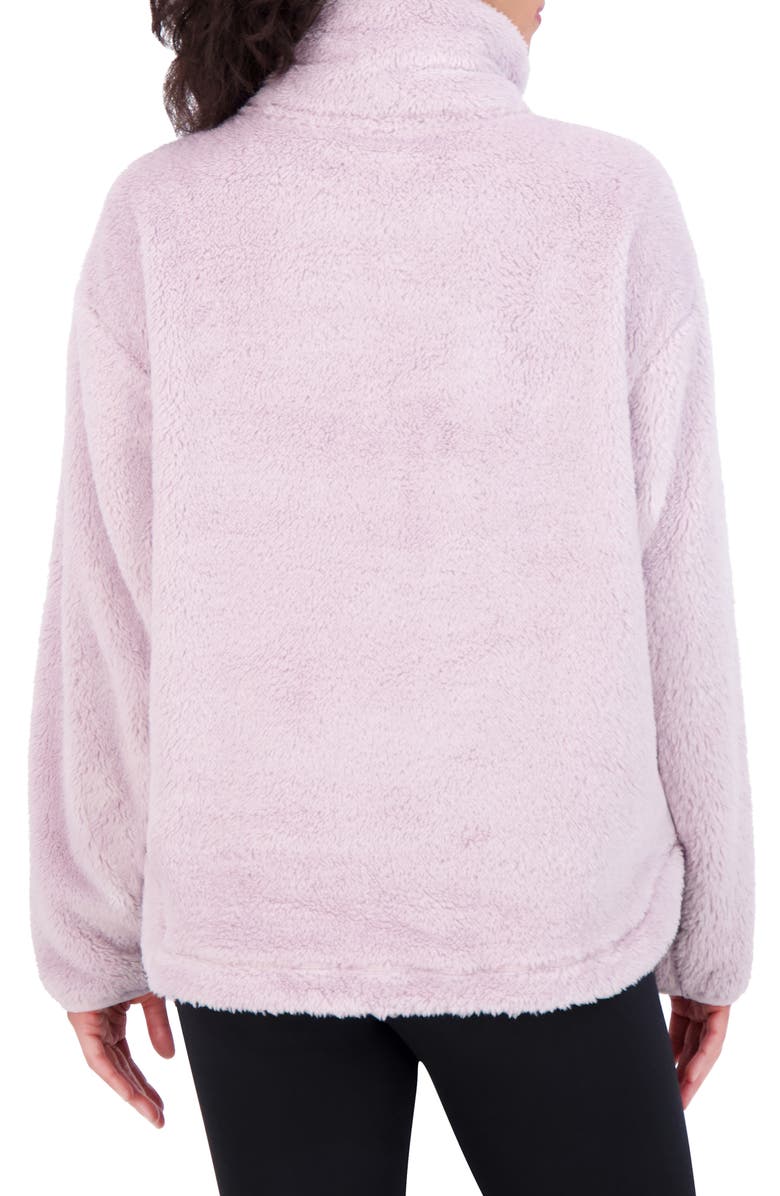 SAGE COLLECTIVE Satin Trim Faux Shearling Tunic, Alternate, color, Iris