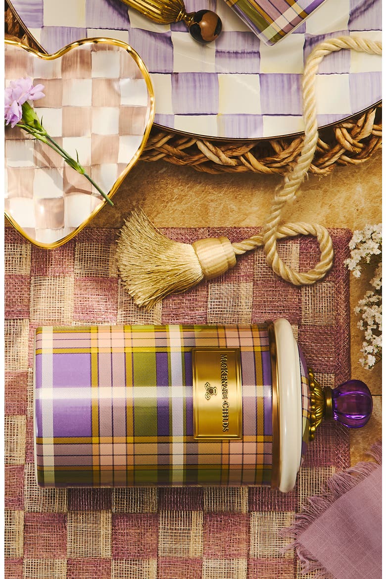 Tartan Violet Enameled Steel Large Canister, Alternate, color, TARTAN VIOLET