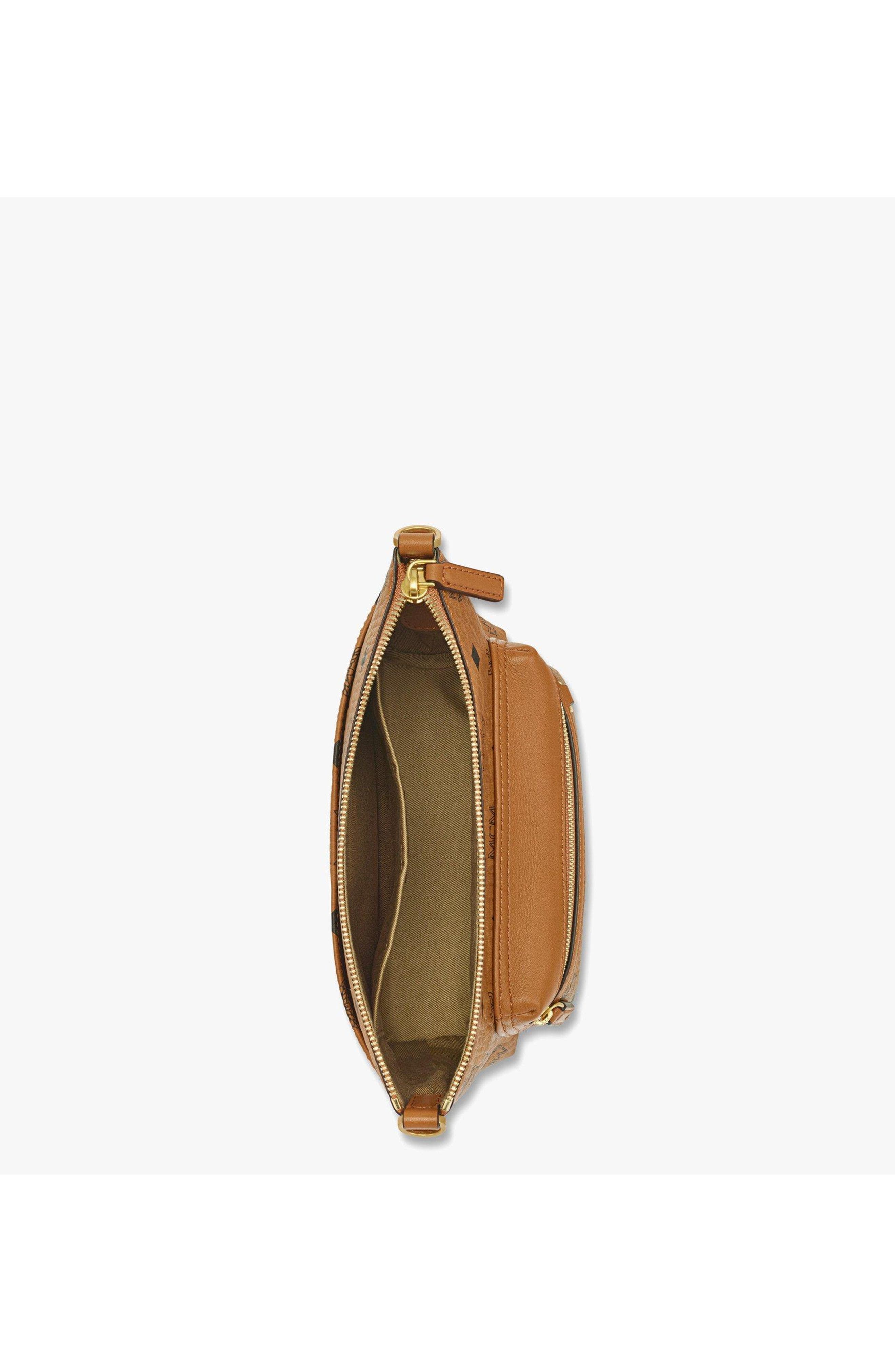 MCM Aren Crossbody in Visetos, Alternate, color, Cognac