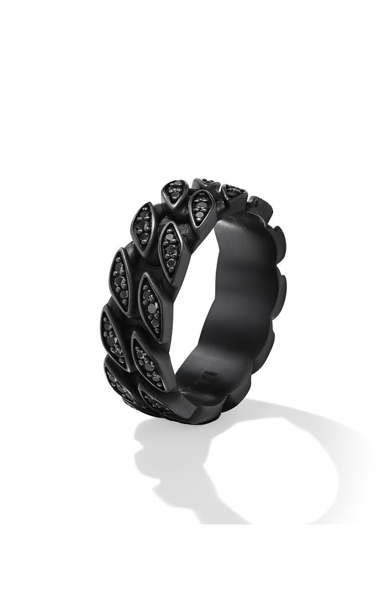 David Yurman Black Diamond Curb Chain Ring, Alternate, color, Titanium