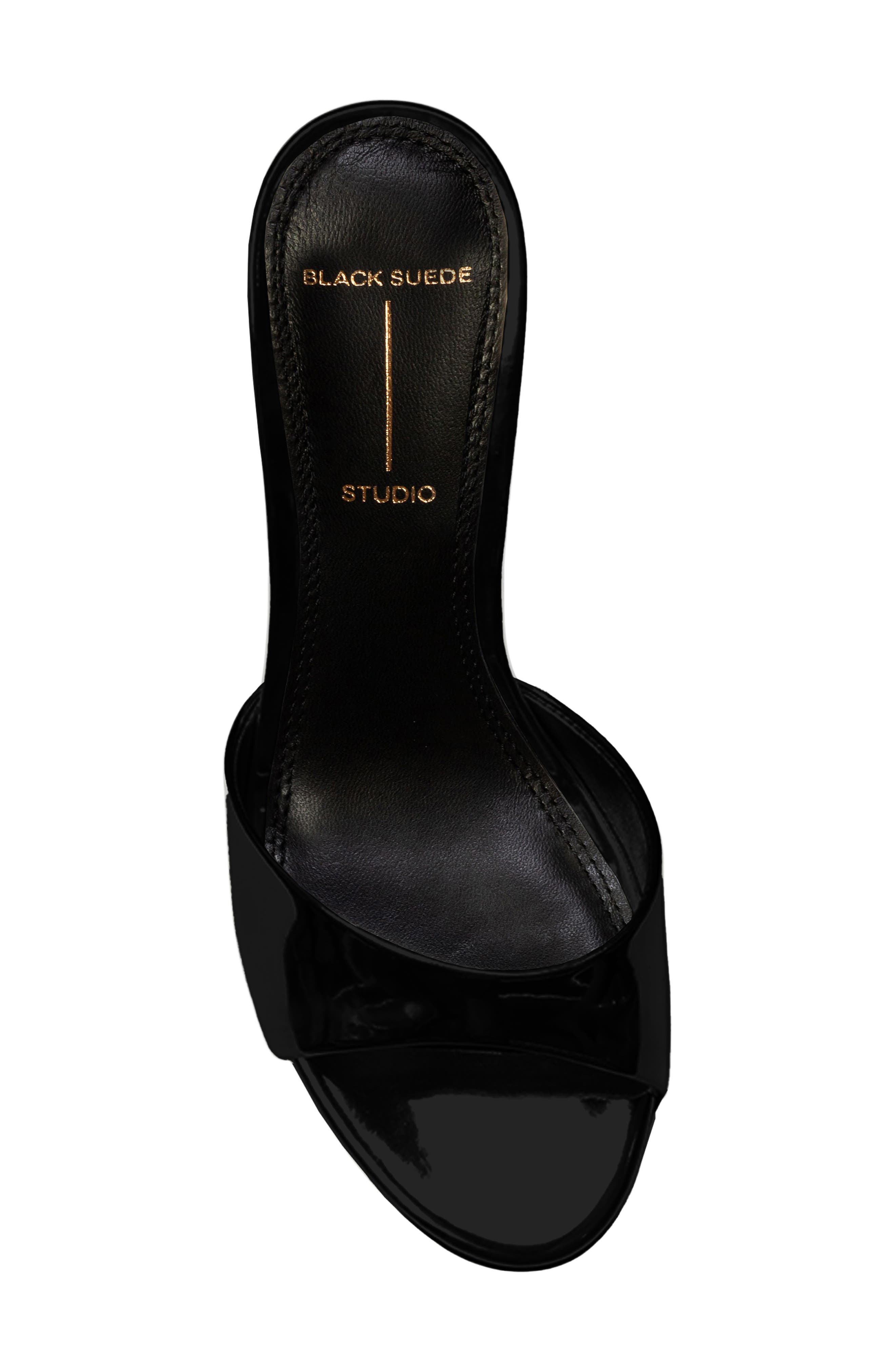BLACK SUEDE STUDIO Freddie Slide Sandal, Alternate, color, Black Patent