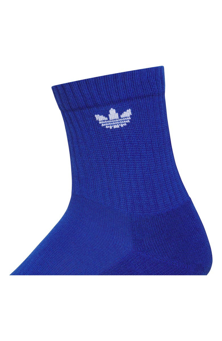 adidas Gender Inclusive Originals Trefoil 3-Pack Quarter Socks, Alternate, color, Royal Blue/ White Grey/ Green