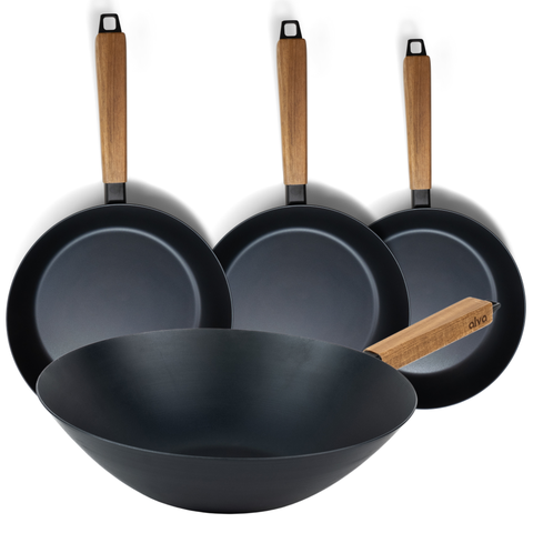 Forest 4-Piece Carbon Steel Frying Pan Cookware Set