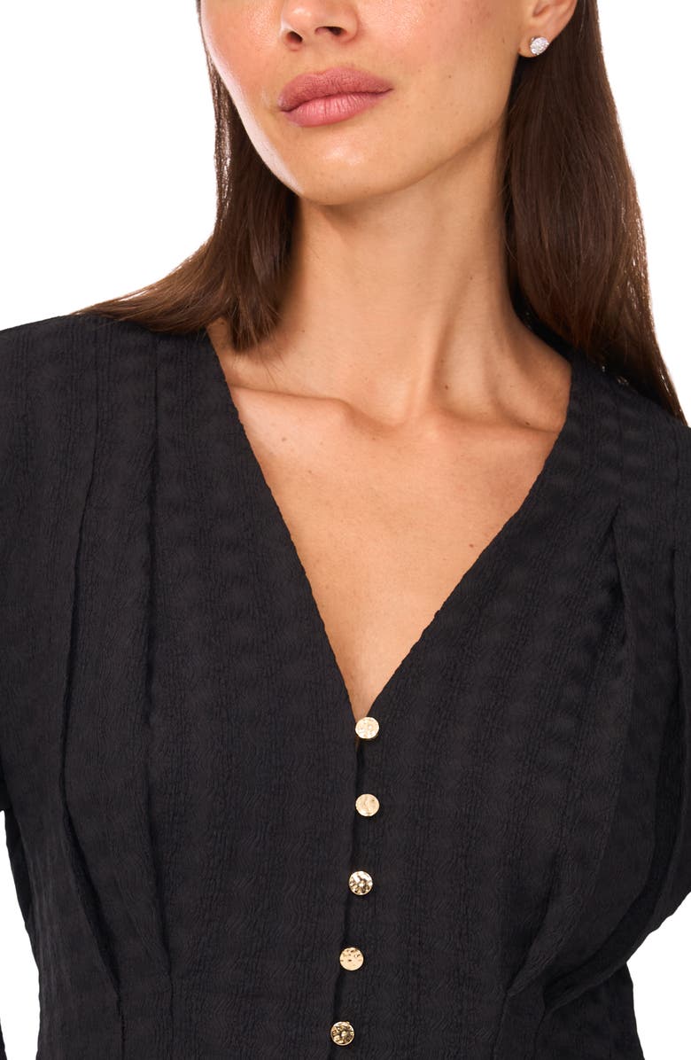 Ted Baker Textured Long Sleeve Top, Alternate, color, Rich Black
