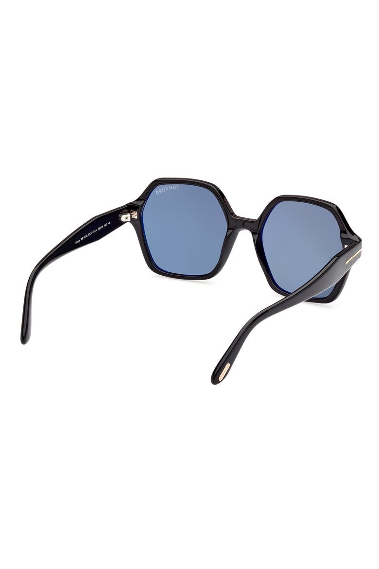 Romy 56mm Geometric Sunglasses, Alternate, color, SHINY BLACK / BLUE