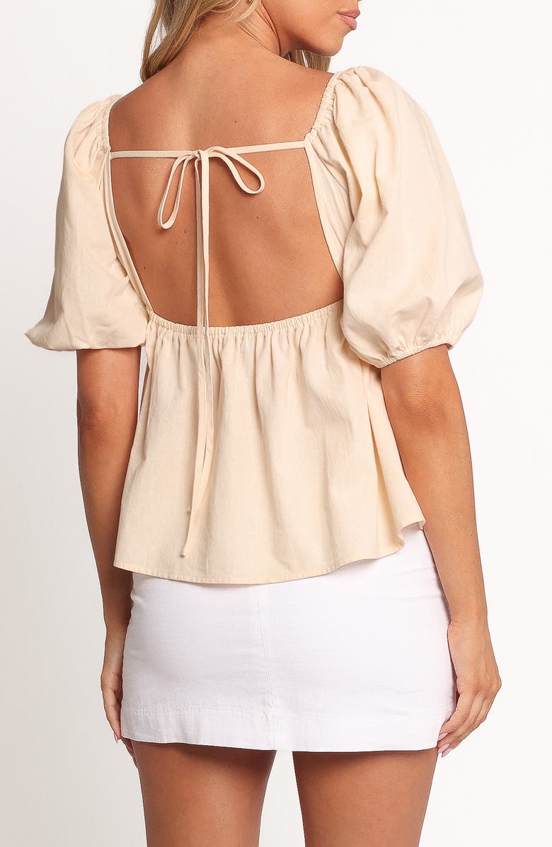 Petal & Pup Jemima Puff Sleeve Smocked Cotton Babydoll Top, Alternate, color, Beige