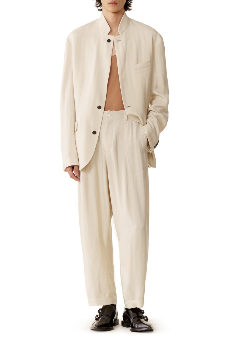 Lanvin Loose-Fit Pants In Viscose, Alternate, color, Milk