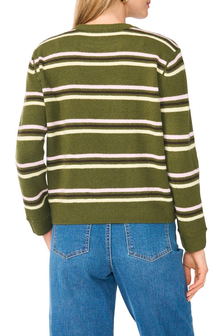 Stripe Crewneck Sweater, Alternate, color, GRECIAN OLIVE