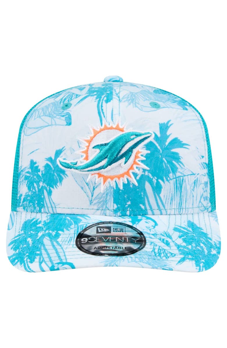 New Era Men's New Era  Aqua Miami Dolphins Hula Trucker 9SEVENTY Adjustable Hat, Alternate, color, 