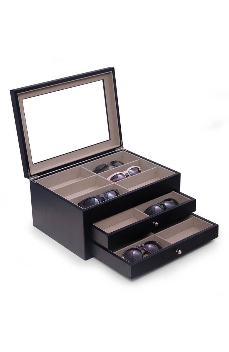 Bey-Berk Kelly 18-Pair Glasses Storage Box, Alternate, color, Black