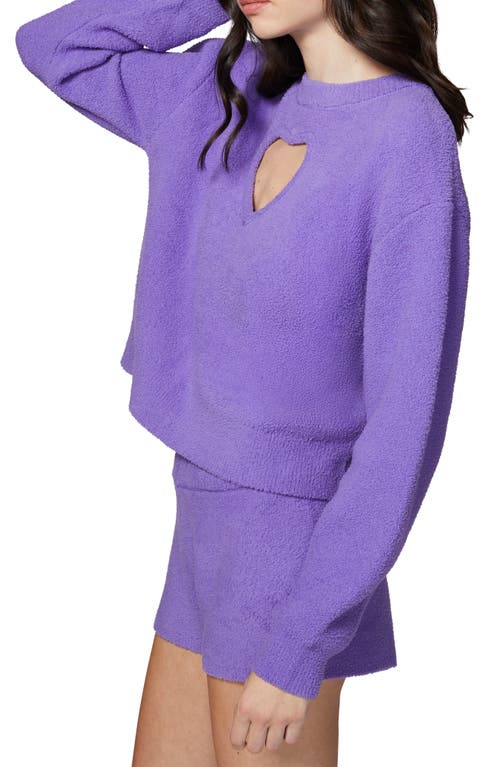 Florence By Mills Cloud Heart Cutout Bouclé Sweater In Dahlia Purple