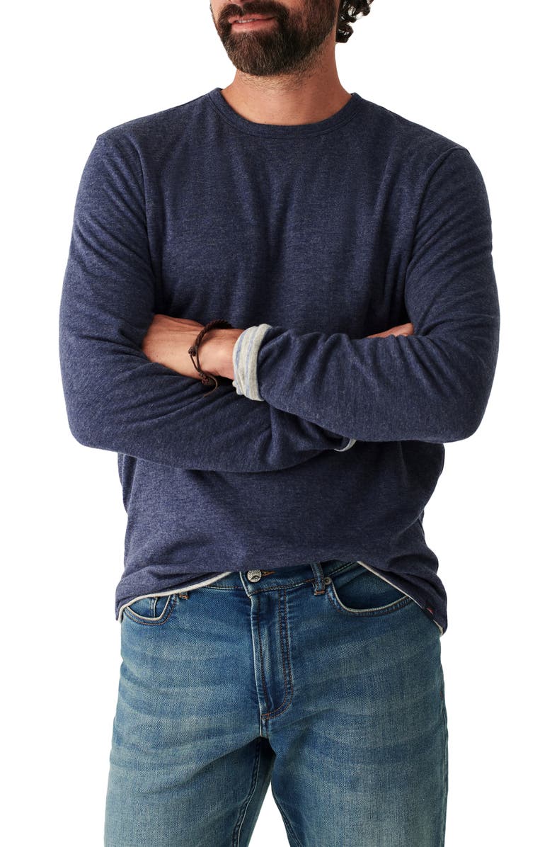 Faherty Cloud Reversible Cotton & Modal Crewneck T-Shirt, Alternate, color, Navy Heather/Stripe