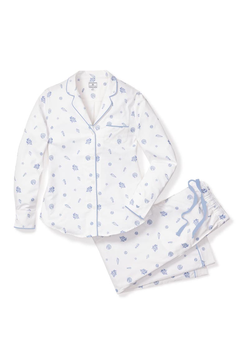 Suffolk Seashell Cotton Pajamas, Alternate, color, WHITE