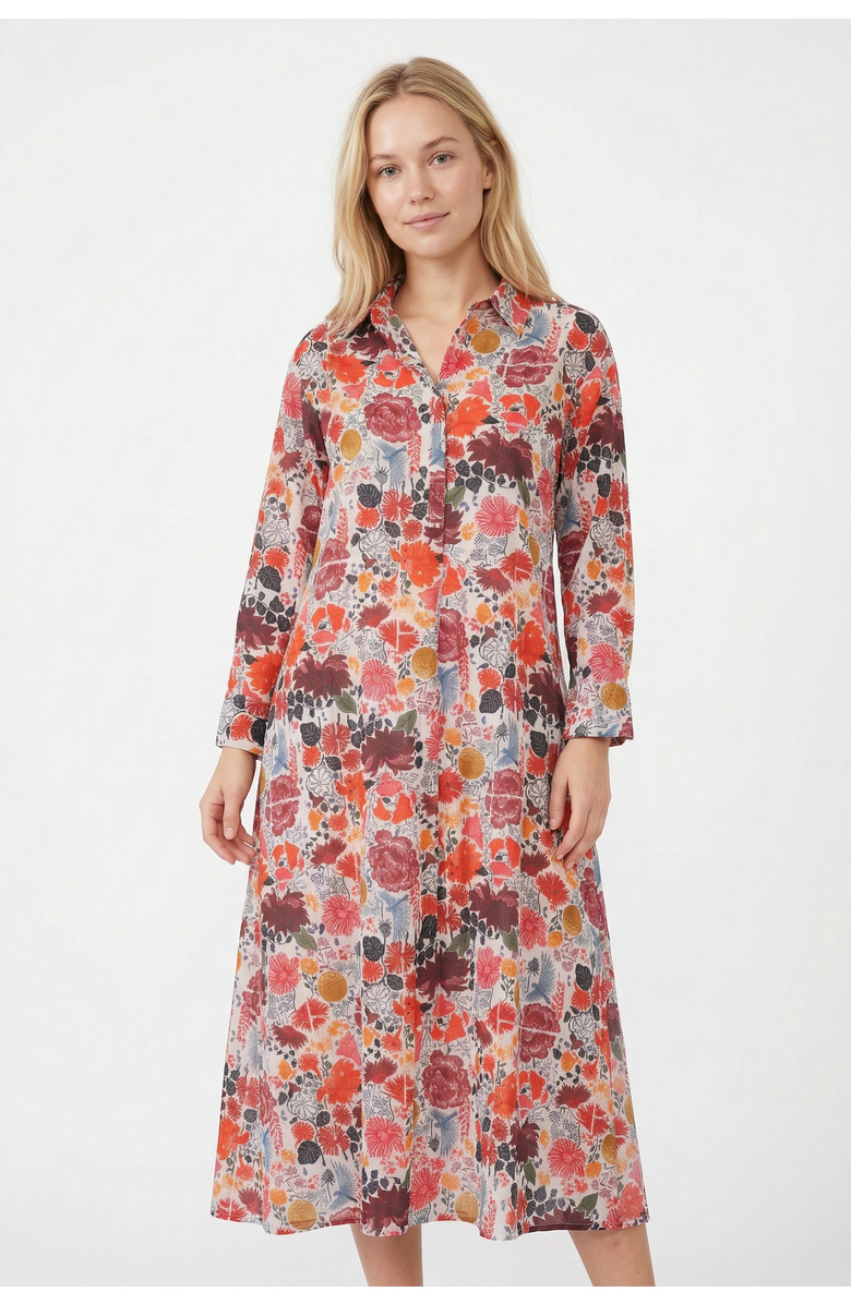 Ro's Garden Brussels Long Kurta, Main, color, Red Heran