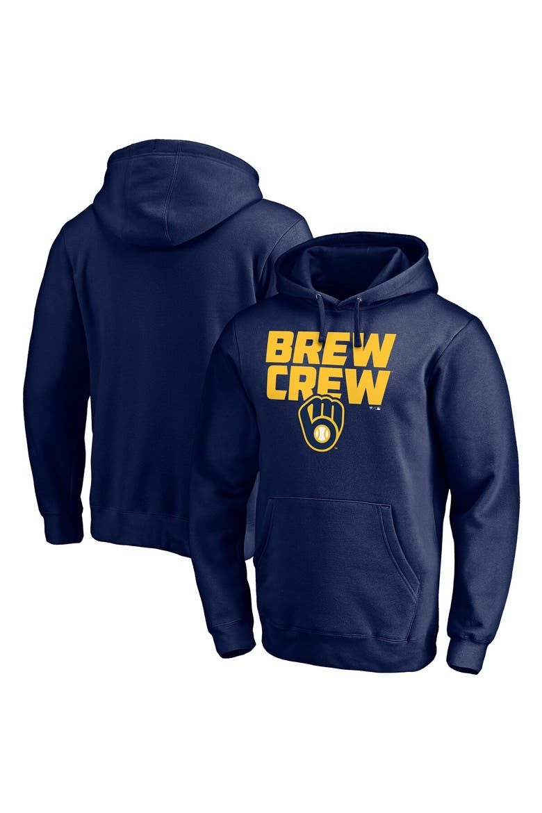 Men's Fanatics Branded Navy Milwaukee Brewers Hometown Collection Fitted Pullover Hoodie, Alternate, color, NAVY