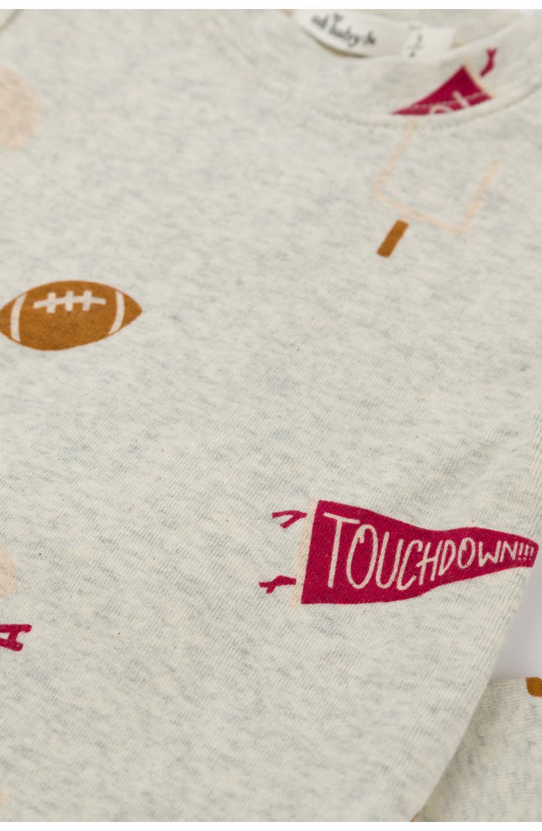 oh baby! Football Print Long Sleeve Two Piece Set, Alternate, color, Oatmeal Heather