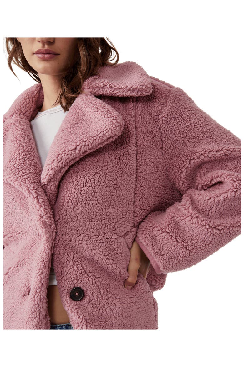 Joplin Faux Fur Teddy Jacket, Alternate, color, SMOKED PINK