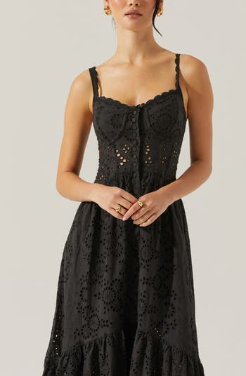 Yamila Cotton Eyelet High-Low Dress
