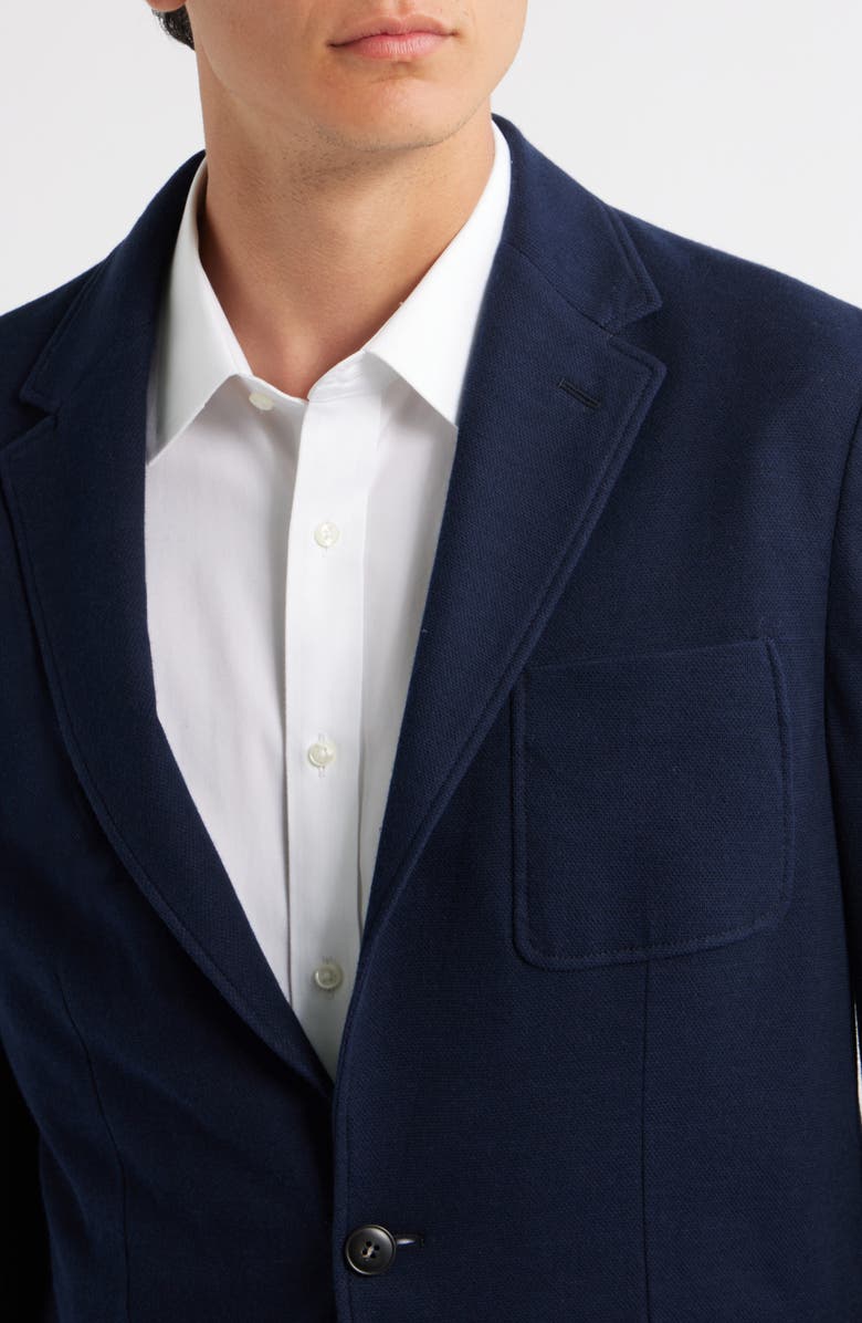 Canali Trim Fit Navy Knit Cotton Blend Blazer, Alternate, color, Navy