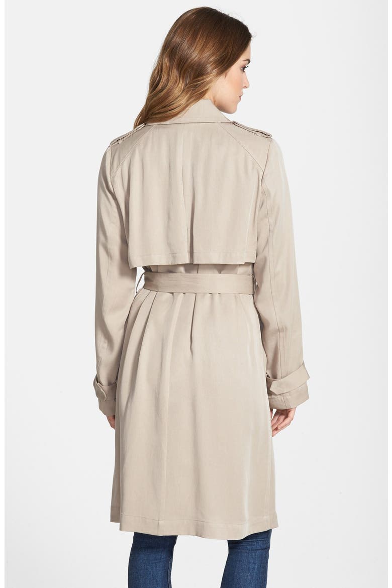 Draped Wrap Long Trench Coat, Alternate, color, NAKED