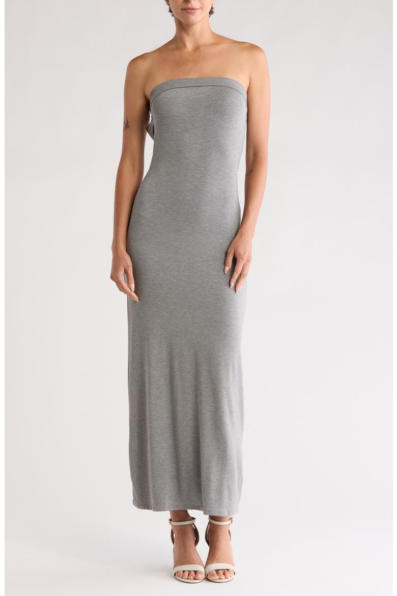 Strapless Maxi Dress, Main, color, WARM HEATHER GREY