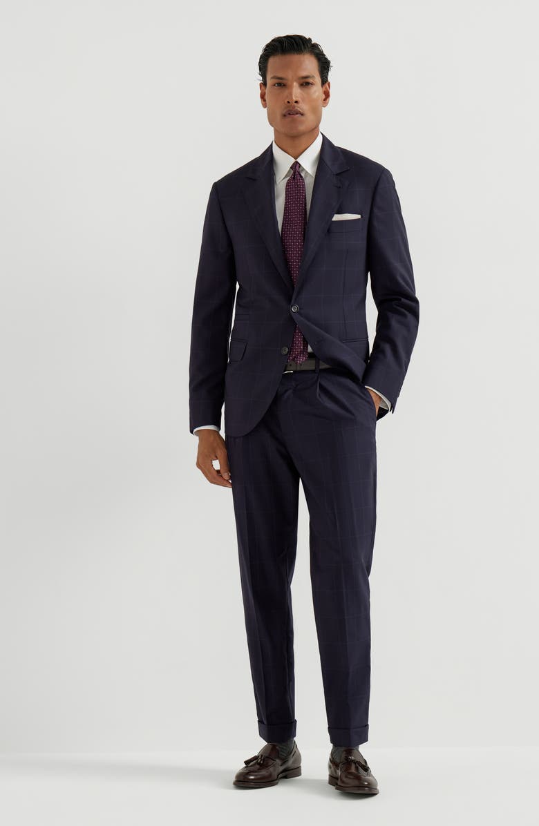 Brunello Cucinelli Virgin wool trousers, Alternate, color, Navy Blue