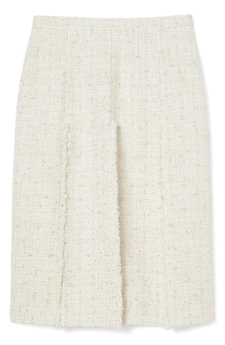 Marina Rinaldi Eburnea Metallic Tweed Mixed Media Skirt, Alternate, color, Ivory