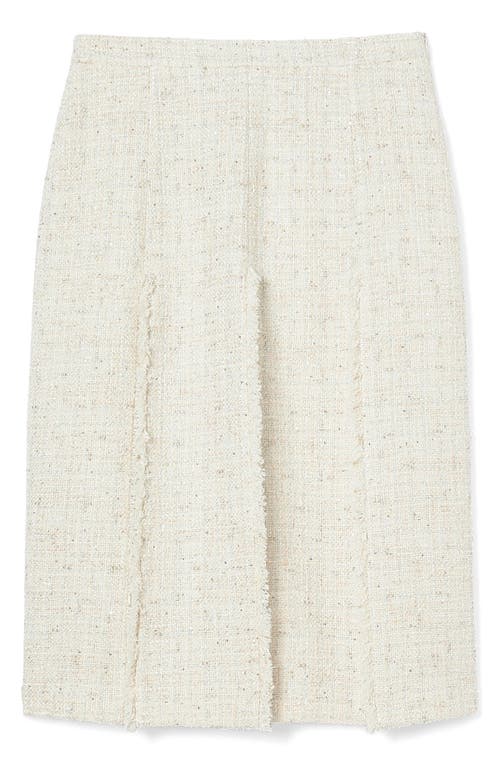 Marina Rinaldi Eburnea Metallic Tweed Mixed Media Skirt In White