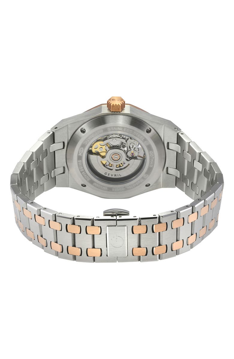 GEVRIL Gotham Bracelet Watch, 41mm, Alternate, color, Silver/ Rose Gold