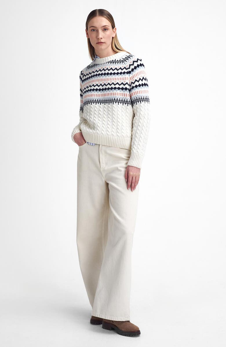 Barbour Marnie Fair Isle Wool Blend Crewneck Sweater, Alternate, color, Ecru Beige
