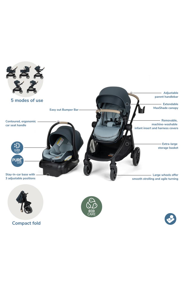 Maxi-Cosi<sup>®</sup> Zelia Pro 5-in-1 Travel System, Alternate, color, Seascape
