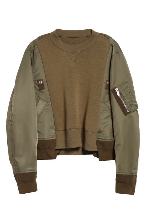 Sacai Sponge Mixed Media Sweatshirt In Taupe