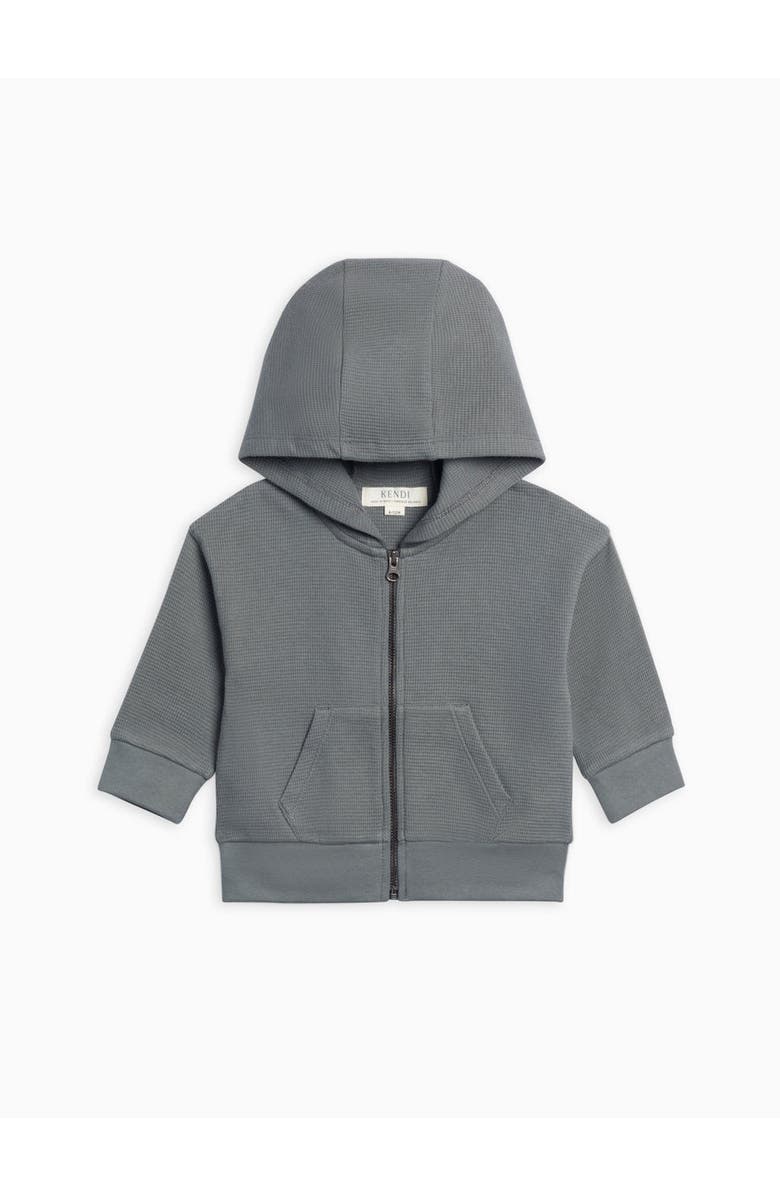 Kendi Meyer Waffle Knit Zipper Hoodie, Alternate, color, Agave