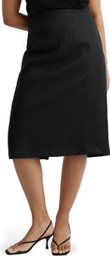 MANGO Linen Midi Skirt