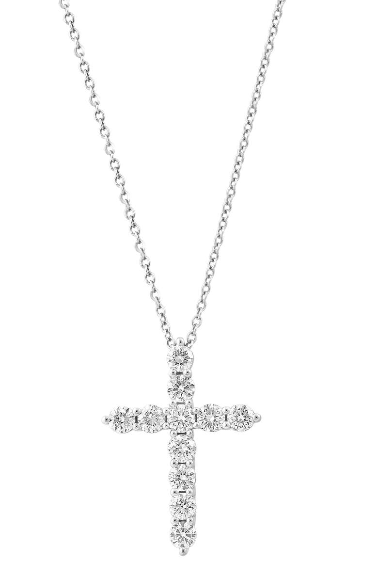 EFFY Lab Created Diamond Cross Pendant Necklace, Main, color,