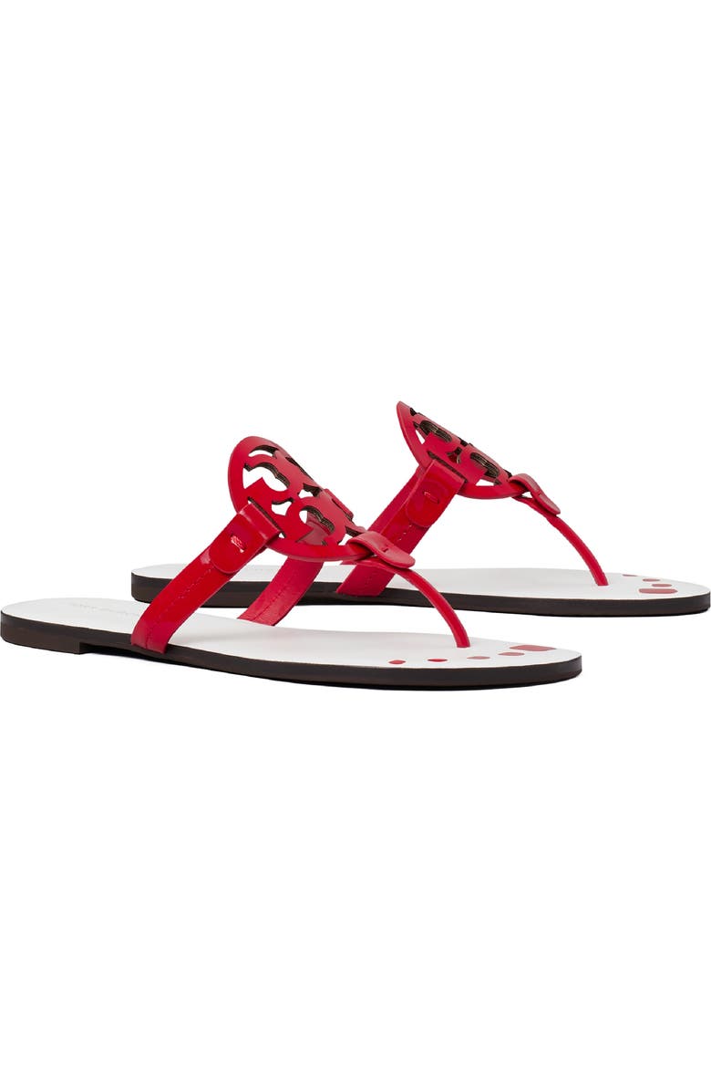 Tory Burch Miller Nail Polish Thong Slide Sandal, Main, color, Blaze Red
