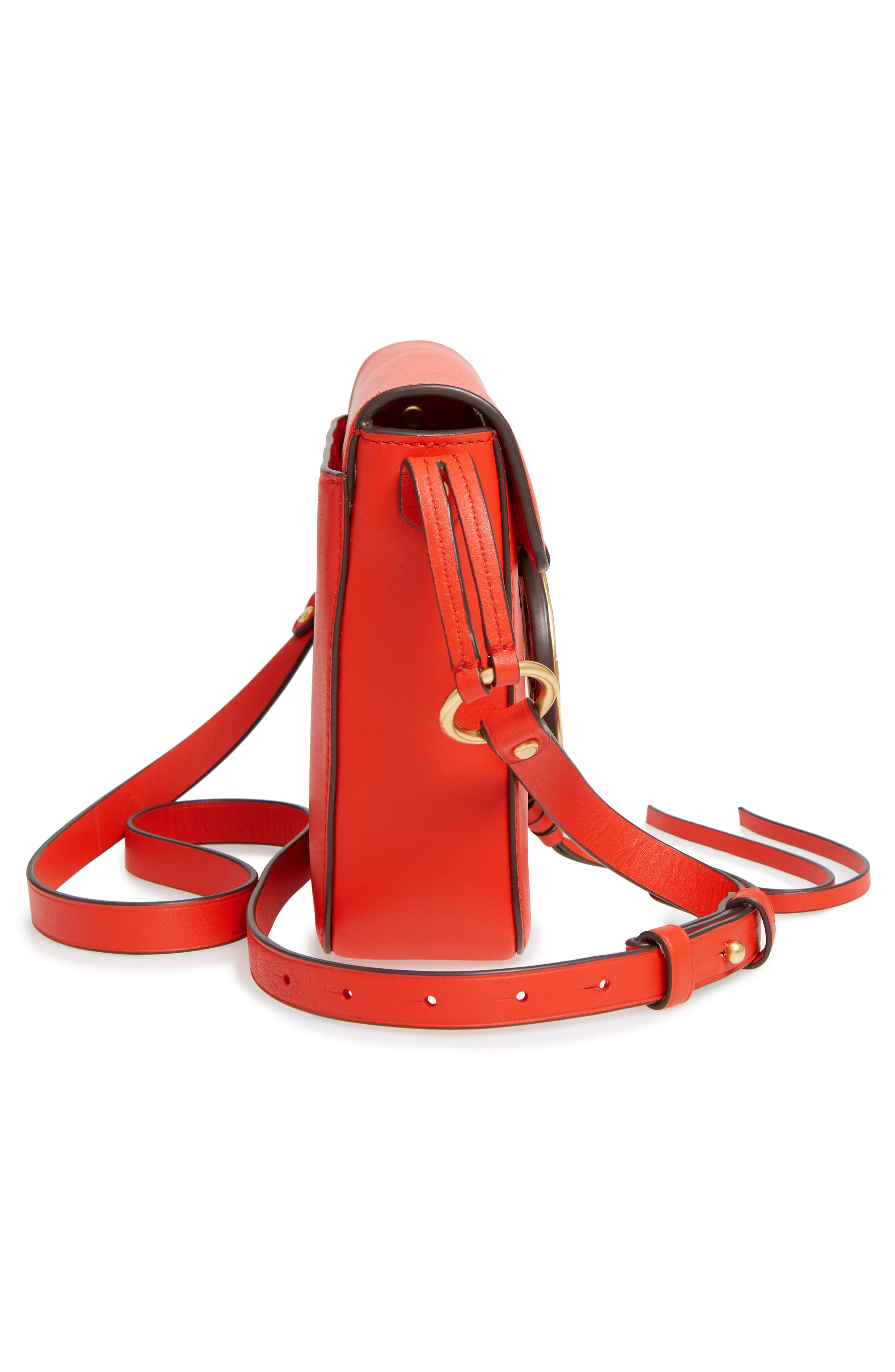 Miller Metal Logo Leather Flap Crossbody Bag, Alternate, color, BRIGHT SAMBA