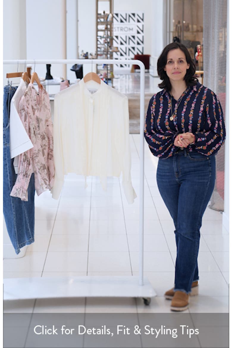 Patti Tie Neck Pleat Detail Cotton & Silk Button-Up Shirt video